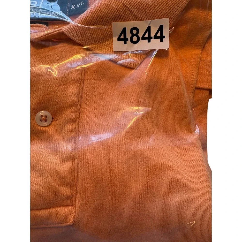 Polo Ralph Lauren Polo Shirt Men's 2XL Peach Orange Short Sleeve High Low Slit